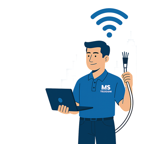 Ilustração atendimento MS Telecom